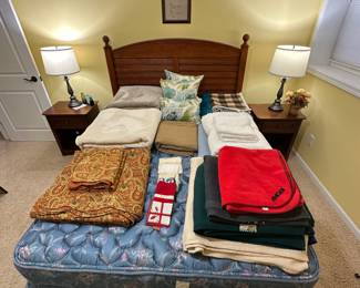 Headboard/mattress - blankets and misc. bedding