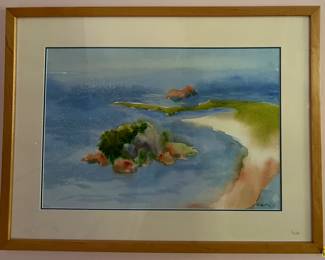 Seascape Water Color signed lower right ~~~ CLAIRE(?)