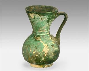 Antique Nishapur Islamic Glazed Pottery Vessel Pitcher Small Jug
