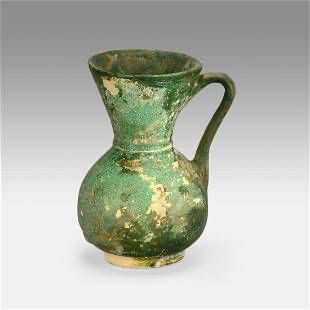 Antique Nishapur Islamic Glazed Pottery Vessel Pitcher Small Jug
