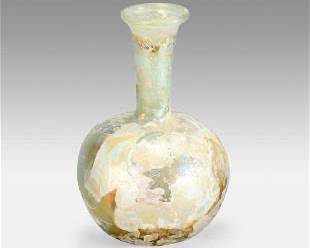 Ancient Roman Glass Bottle Large Ball Flask

