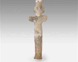 Ancient Syro-Hittite Terracotta Pottery Figure of a Goddess Small Fertility Statue
