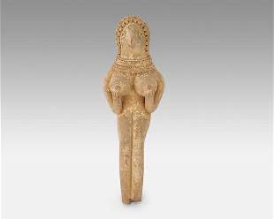 Ancient Syro-Hittite Terracotta Pottery Figure of a Goddess Small Fertility Statue #2
