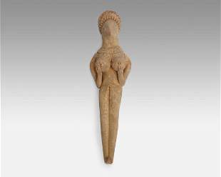 Ancient Syro-Hittite Terracotta Pottery Figure of a Goddess Small Fertility Statue #3
