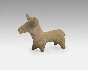 Ancient Syro-Hittite Terracotta Pottery Figure of a Bull
