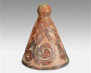 Antique Pre-Columbian Painted Pottery Cone Bell Cup Nazca Southern Peru
