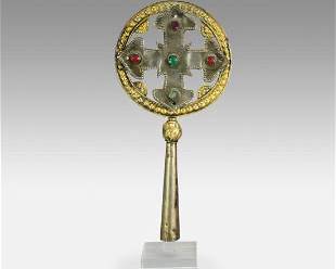 Antique 18thC Armenian Silver and Stones Processional Cross #2
