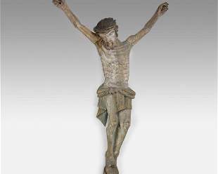 Antique 19thC Lithuanian Carved Wood Figure of Jesus for a Crucifix
