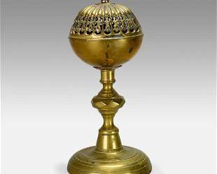 Antique 18th-19thC Brass and Copper Incense Burner Chapel Sensor on Stand
