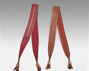 Pair Antique Caucasus Flat Weave Beaded Pack Animal Bands Tribal Textile
