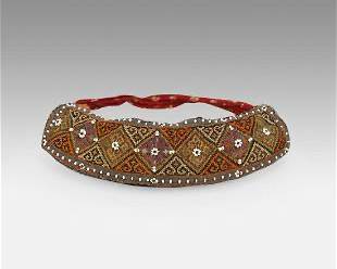 Khevsur Woman's Beaded Tribal Headdress from Khevsureti Textile Book Piece
