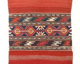 Antique 19thC Anatolian Kilim Tribal Flat Weave Textile Saddle Blanket
