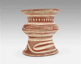 Ancient Thai Ban Chiang Bichrome Large Pottery Vessel Vase
