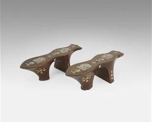 Antique 19thC Turkish Ottoman Hammam Wood Shoes w/Mother of Pearl Inlay

