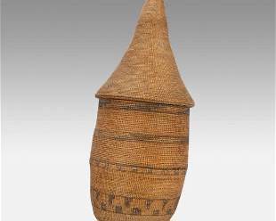 Antique Tutsi Native African Tribal Ibeseke Basket #1
