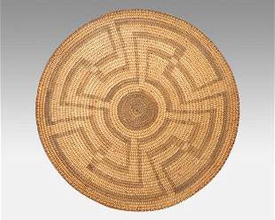 Old Pima Native American Indian Whirling Logs of Life Tribal Basket Tray
