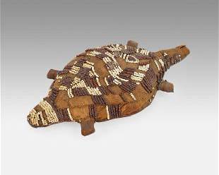 Native American Plains Indian Beaded Turtle Umbilical Fetish Toy
