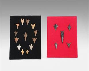 Eighteen Piece Framed Collection of Genuine Late Neolithic Stone Age Arrowheads
