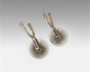 Vintage Chilean Huasos Gauchos Silver Spurs Cowboy Stirrups
