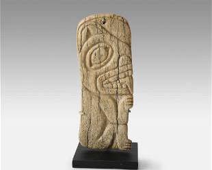 Antique 19thC Tlingit Northwest Coast Flat Carved Bone Otter Amulet Pendant
