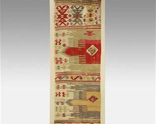 18thC Anatolian Saf Kilim Fragment Antique Carpet Wall Mounted Rug
