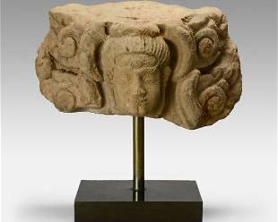 Antique 12thC Cambodian Carved Stone Relief Building Fragment
