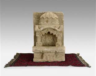 Antique 19thC Carved Sandstone Wall Shrine Alter India
