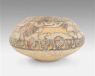Ancient Indus River Valley Polychrome Pottery Vessel Large Bowl
