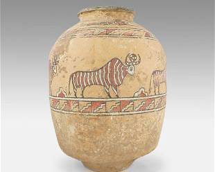 Ancient Indus River Valley Polychrome Pottery Vessel Large Tall Vase
