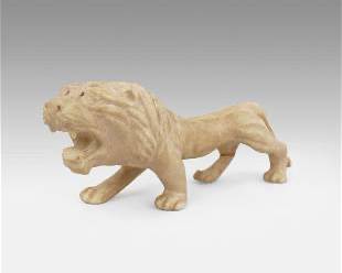 Ancient Indus River Valley attrib. Harappa Carved White Marble Lion Statue Figurine
