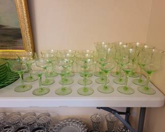 Vaseline glass stemware