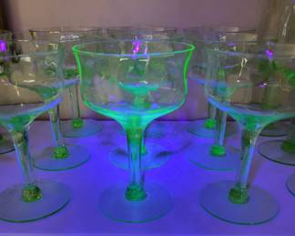 Vaseline glass stemware