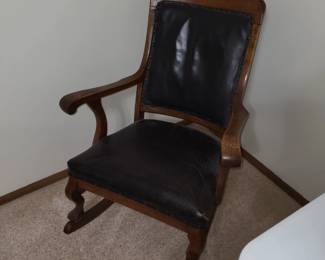 Antique leather rocker