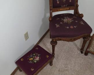 Antique chair and stool