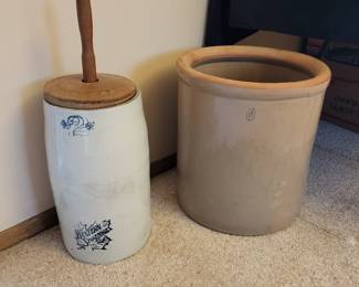 Crock and butter churn