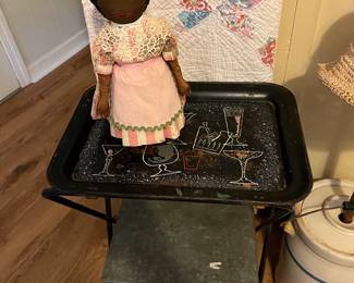 Black Americana folk art  door stop bottle doll 