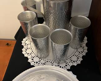 Hammered Aluminum flamingo set 