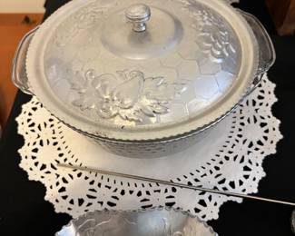 Hammered aluminum casserole w glass Dish 