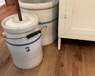 3 gallon churn 
8 gallon crock 
