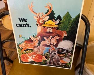 Vintage Cardboard Smokey the bear advertisement 