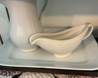 Ironstone platter , gravy boat and pitcher 