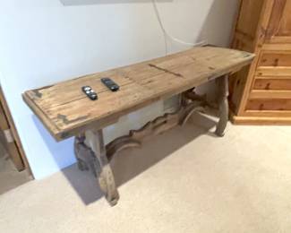 mission oak sofa back table