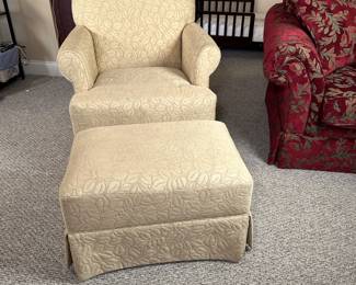 Kincaid Chair Company, sugar cookie (cream) leaf pattern, very good condition 34"H x 26"W x 32"D