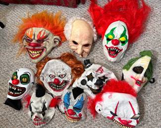 Scary collection of dress-up Halloween masks, good used condition