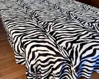 Wishworks polyester faux zebra animal print fuzzy and soft tablecloth 8'5" x 4'8"