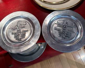 Pewtarex pair of small dishes Sugar & Spice, Snips & Snails 7"W