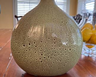 Ovoid shaped speckled glaze vase 10"H x 9"W