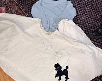Halloween costume sweater, under skirt and felted poodle skirt (some staining) adult sm/m