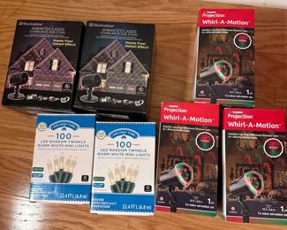 Group of new/like new lights and projectors