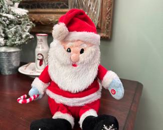Happy little Gemmy musical Santa, a little wear 8"H